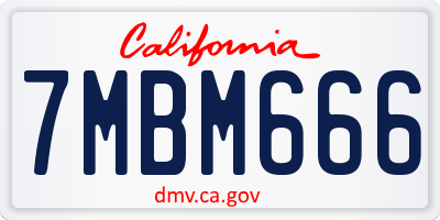 CA license plate 7MBM666