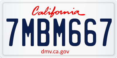CA license plate 7MBM667