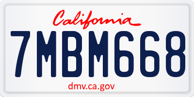 CA license plate 7MBM668