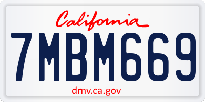 CA license plate 7MBM669