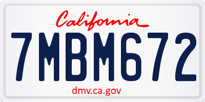 CA license plate 7MBM672