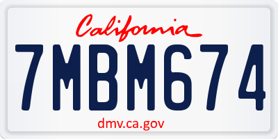 CA license plate 7MBM674