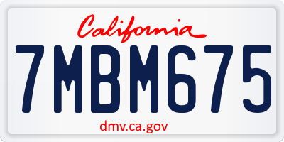 CA license plate 7MBM675