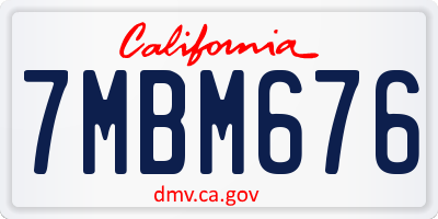 CA license plate 7MBM676