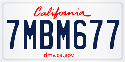CA license plate 7MBM677