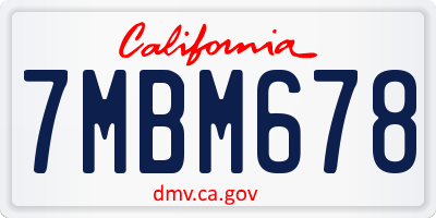 CA license plate 7MBM678