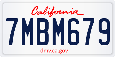 CA license plate 7MBM679