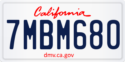 CA license plate 7MBM680