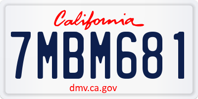 CA license plate 7MBM681