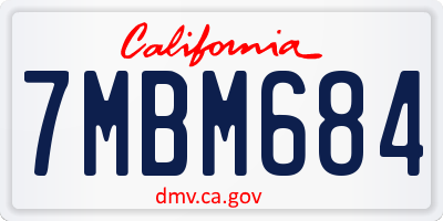 CA license plate 7MBM684