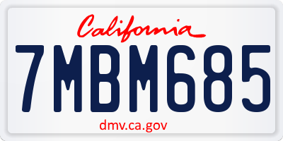CA license plate 7MBM685
