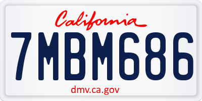 CA license plate 7MBM686