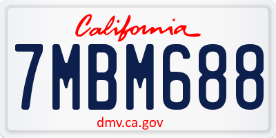 CA license plate 7MBM688