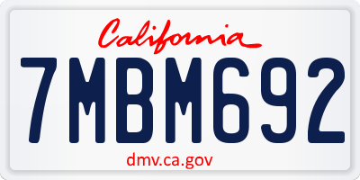 CA license plate 7MBM692