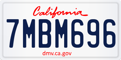 CA license plate 7MBM696