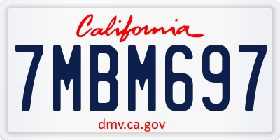 CA license plate 7MBM697