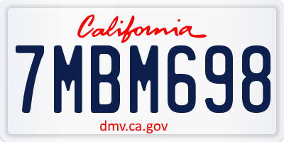 CA license plate 7MBM698