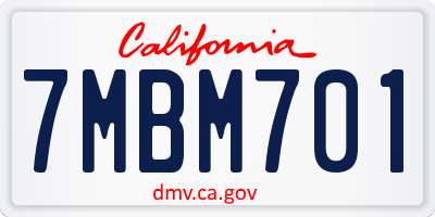 CA license plate 7MBM701