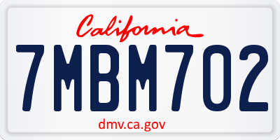 CA license plate 7MBM702