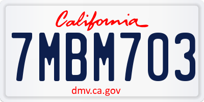 CA license plate 7MBM703
