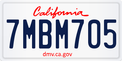 CA license plate 7MBM705