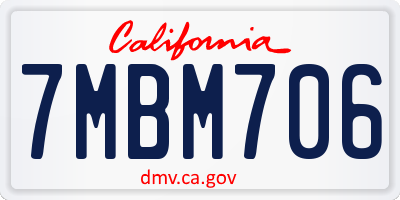 CA license plate 7MBM706
