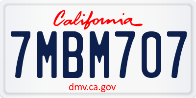 CA license plate 7MBM707