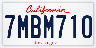 CA license plate 7MBM710