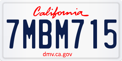 CA license plate 7MBM715