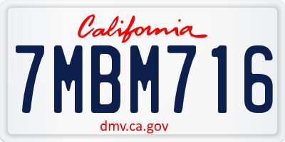 CA license plate 7MBM716