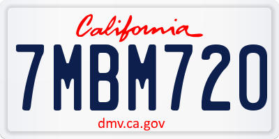 CA license plate 7MBM720