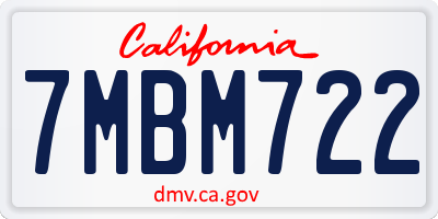 CA license plate 7MBM722