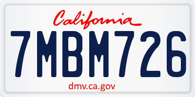 CA license plate 7MBM726