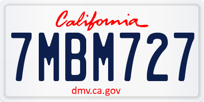 CA license plate 7MBM727