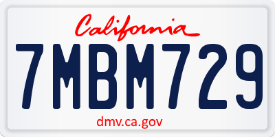 CA license plate 7MBM729
