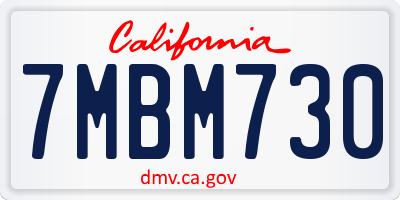 CA license plate 7MBM730