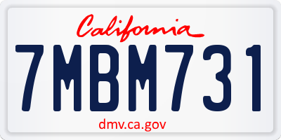 CA license plate 7MBM731