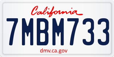 CA license plate 7MBM733