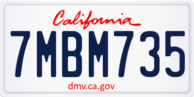 CA license plate 7MBM735
