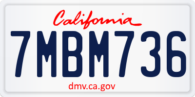 CA license plate 7MBM736