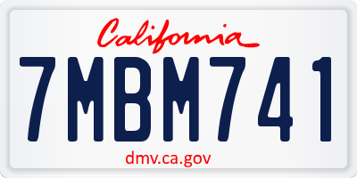 CA license plate 7MBM741