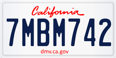 CA license plate 7MBM742