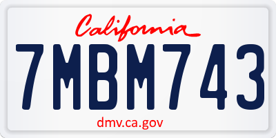 CA license plate 7MBM743