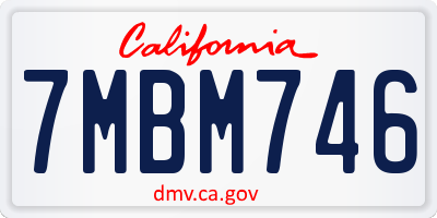 CA license plate 7MBM746