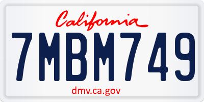 CA license plate 7MBM749