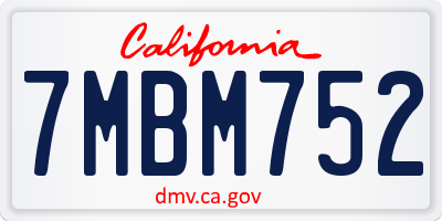 CA license plate 7MBM752