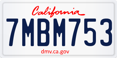 CA license plate 7MBM753