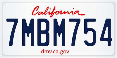 CA license plate 7MBM754