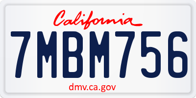 CA license plate 7MBM756
