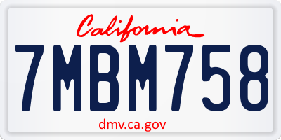 CA license plate 7MBM758